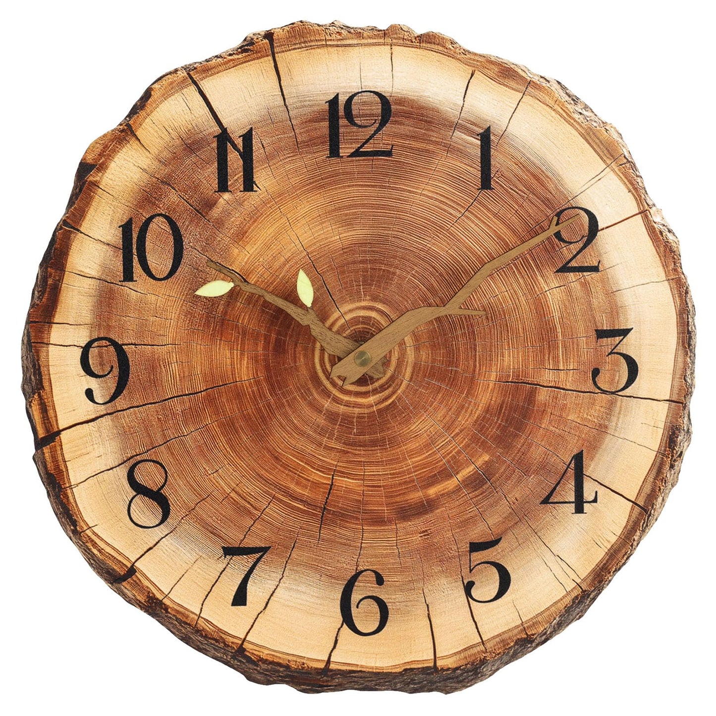 JoFomp Annual Ring Wooden Wall Clocks Battery Operated, 12 Inch Silent Wall Clock Non Ticking, Rustic Wall Clock Decorative, Wood Wall Clocks for Living Room Decor Bedroom Kitchen Home Office
