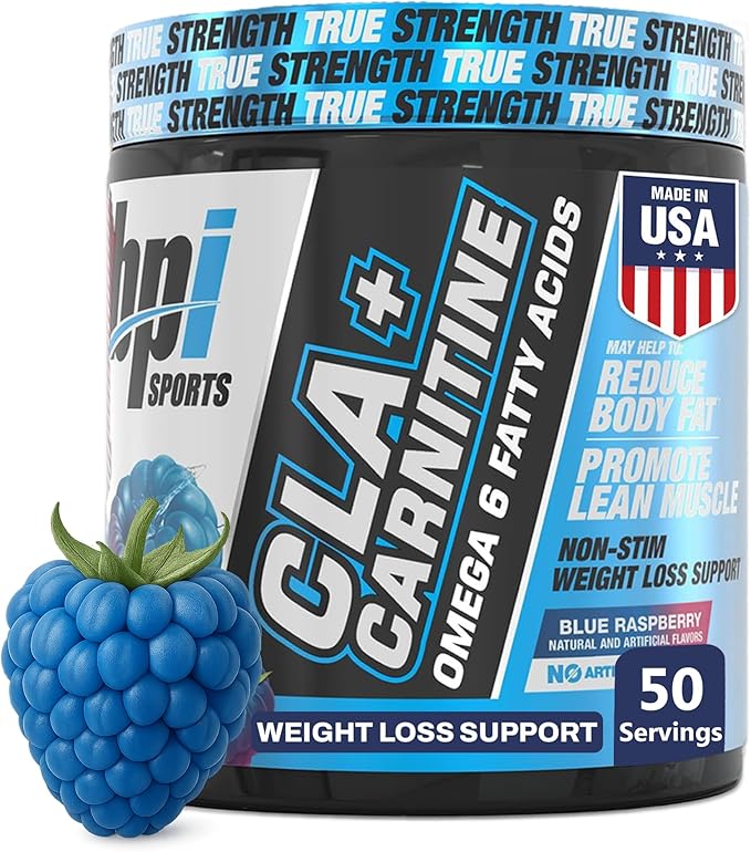 BPI Sports CLA+Carnitine ??CLA L Carnitine & Linoleic Acid ??L Carnitine Supplement for Weight Loss, Metabolism & Lean Muscle ??Caffeine Free ??Blue Raspberry ??50 Servings ??12.34 oz