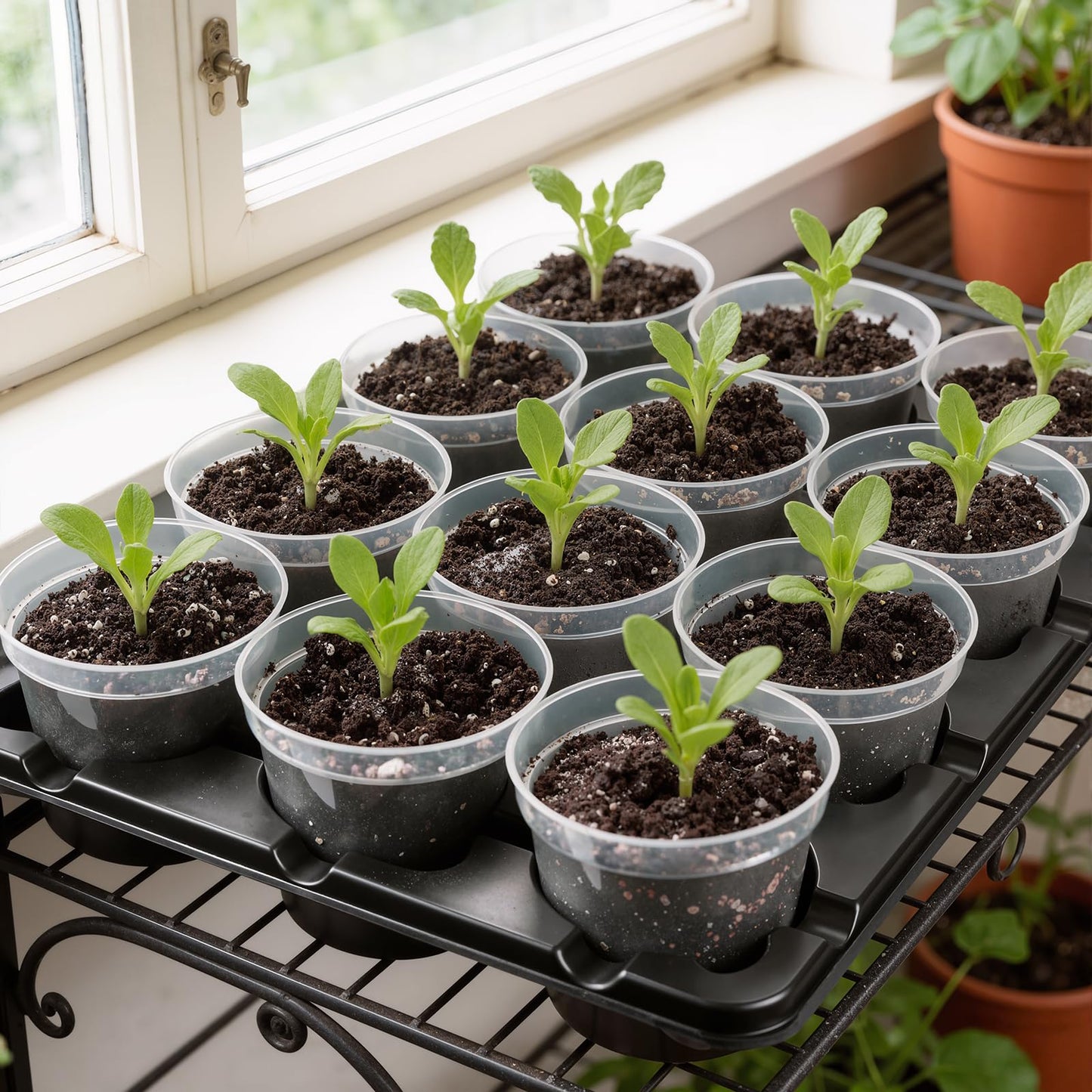 homenote 4 Inch Seed Starting Trays with Clear Nursery Pots, 2-Pack 12-Cell Seedling Starter Trays & 4" Nursery Pots 24 Pcs with Drainage, Plant Starter Germination Trays for Indoor Outdoor Growing