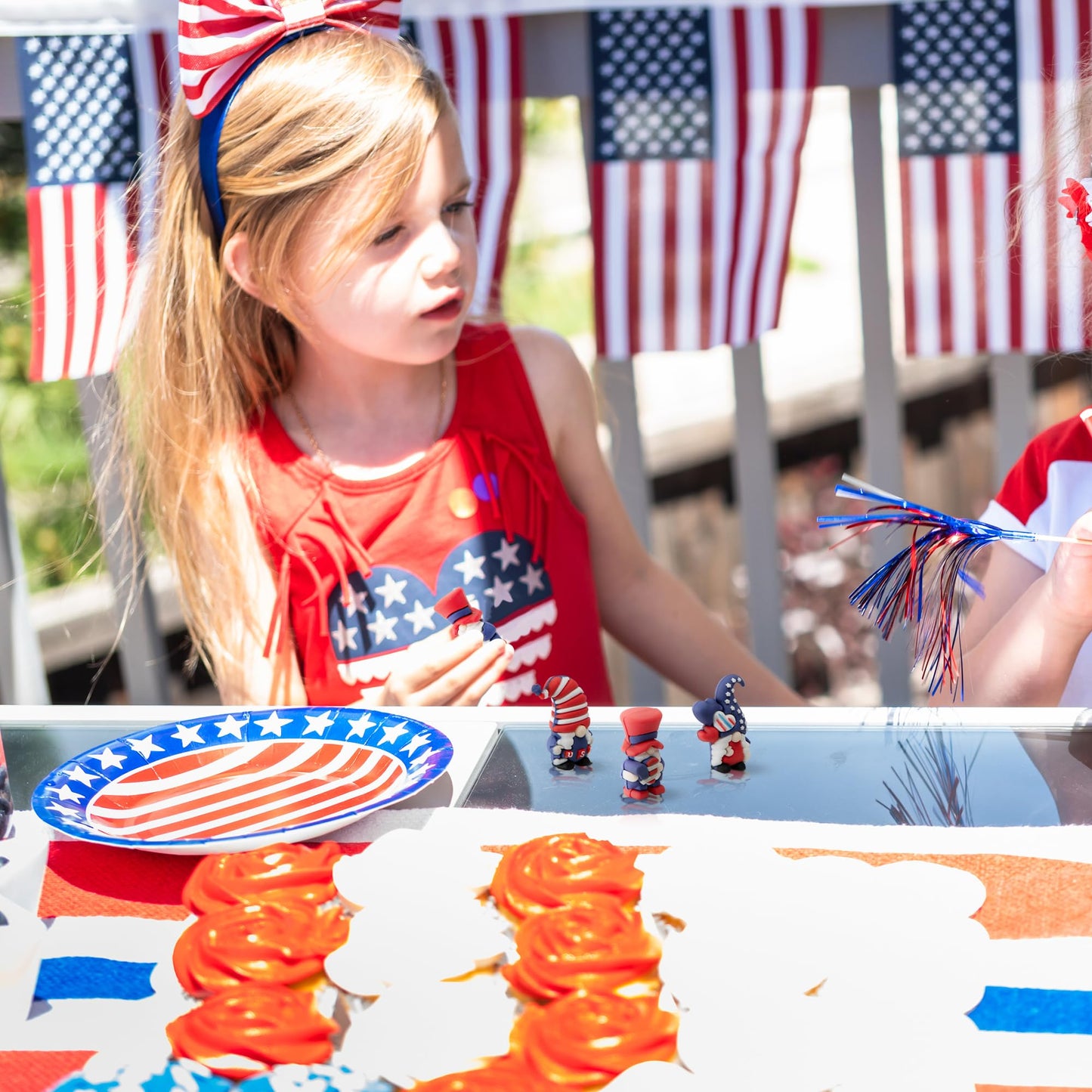 Watayo 60 Pcs 4th of July Mini Gnome Ornaments, Miniature Independence Day Patriotic Gnomes Decoration, Memorial Day Decor Stars and Stripes Gnomes Figurines for Party Gifts Home Table Decorations