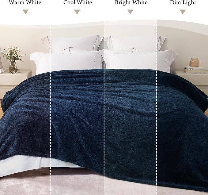 Exclusivo Mezcla Fleece Twin Size Bed Blanket, Ultra Soft, Lightweight and Fuzzy Navy Blue Blanket for Women, Home Decor, 60x80 Inches