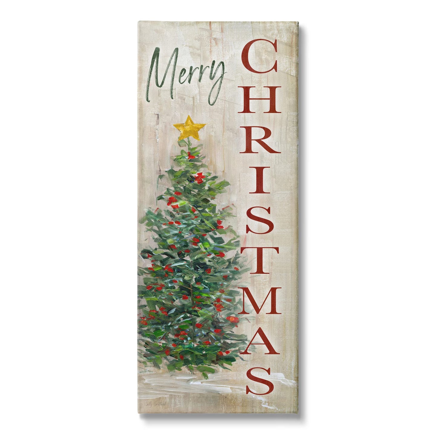 Stupell Industries Merry Christmas Greeting Festive Rustic Holiday Tree