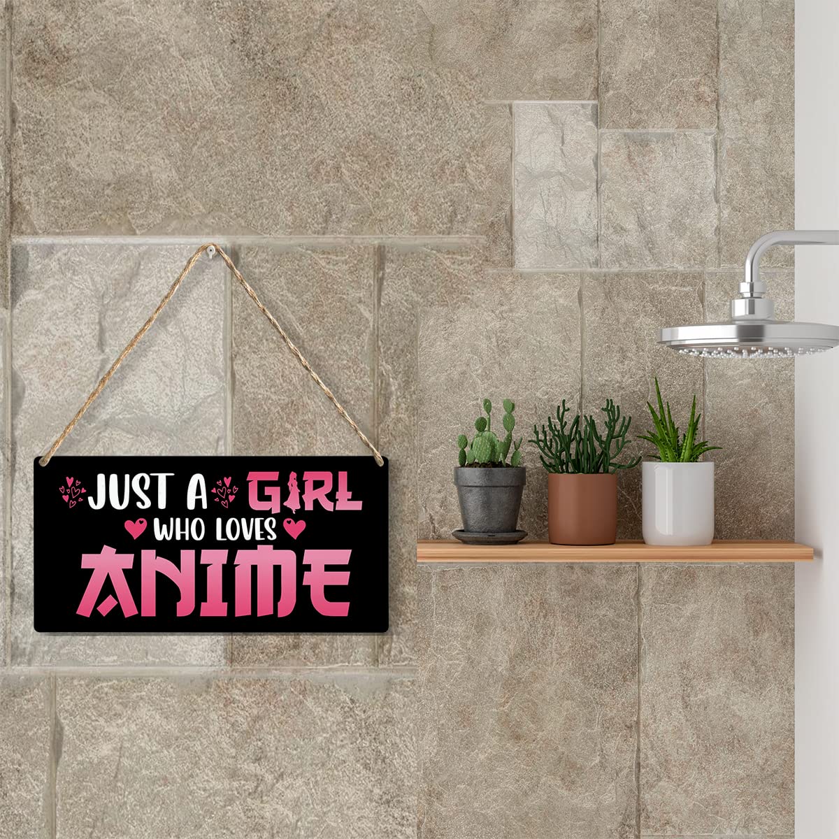 Funny Just a Girl Who Loves Anime Wood Sign Rustic Anime Lovers Wooden Hanging Plaque for Home Living Room Girl Bedroom Wall Art Decoration 6 x 12 Inches Present