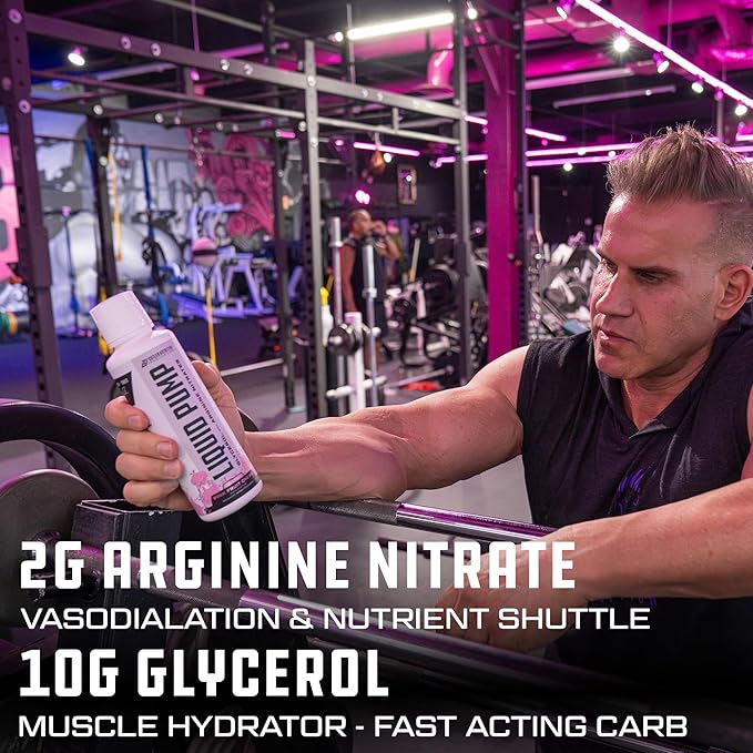 Liquid Pump - Glycerol and Arginine Nitrates for Optimized Pump pre-Workout Liquid Caffeine Free Non stim pre-Workout for Energy and Performance and nictic Oxide Booster | Blue Raspberry Flavor
