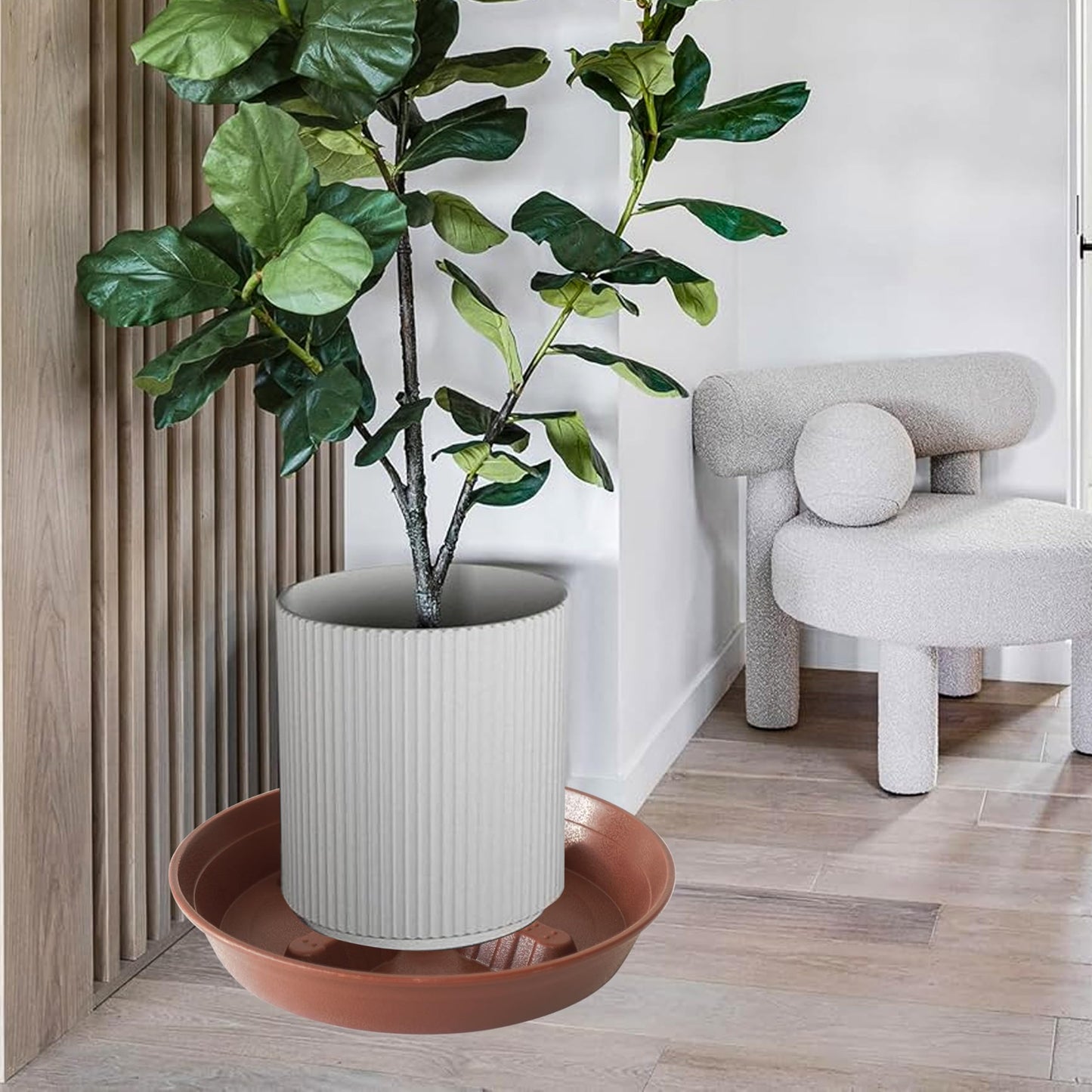 Feyvdzv 4 Pack Plant Saucer 10 inch, 8 12 14 17 inch, Plant Stand Plastic Plant Saucers for Indoors Outdoor, Heavy Duty Flower Plant Risers for Inside Pots, Pot Saucers for Plants, Grow Bags Saucers