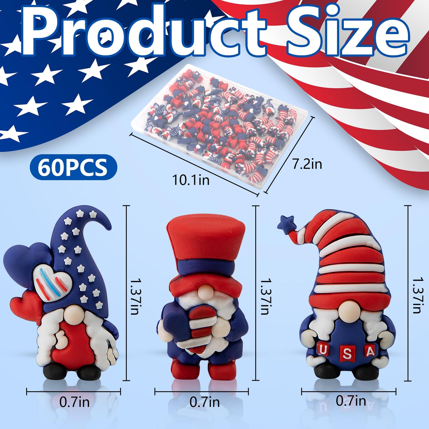 Watayo 60 Pcs 4th of July Mini Gnome Ornaments, Miniature Independence Day Patriotic Gnomes Decoration, Memorial Day Decor Stars and Stripes Gnomes Figurines for Party Gifts Home Table Decorations