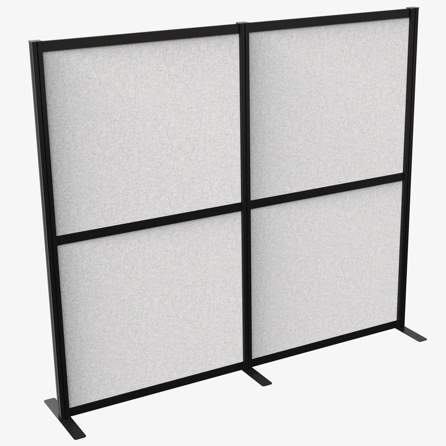 VIVO Modular Wall System, 2 PET Panels, Modern Professional Office Cubicle Dividers, Freestanding Privacy-Screen, 66 inches High, Light Gray, Black Frame, PP-MWS63B