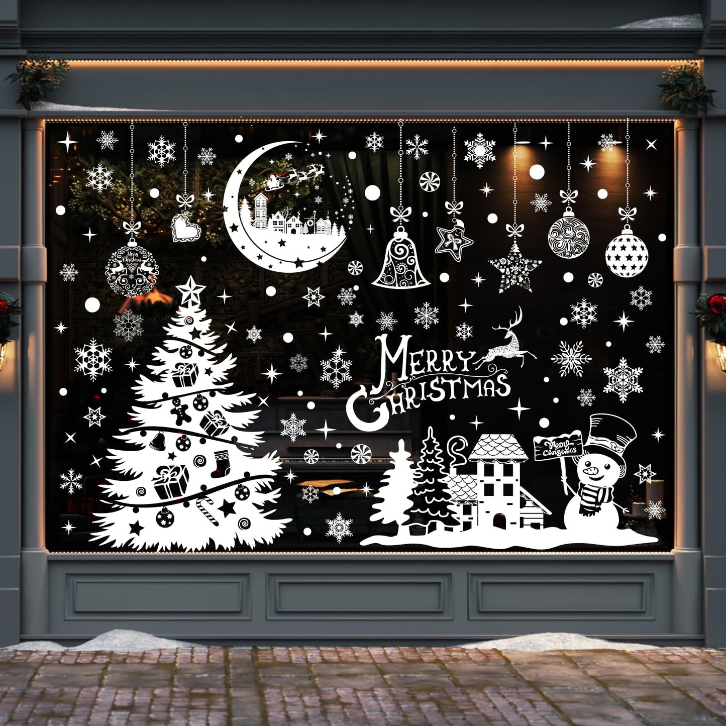 YLXLLSM Christmas Window Clings Decorations for Glass Window, 9 Sheets Winter Snowman Tree Snowflake Christmas Stickers Decoration, Double Sided Removable Xmas Decal for Home Party School Office Decor