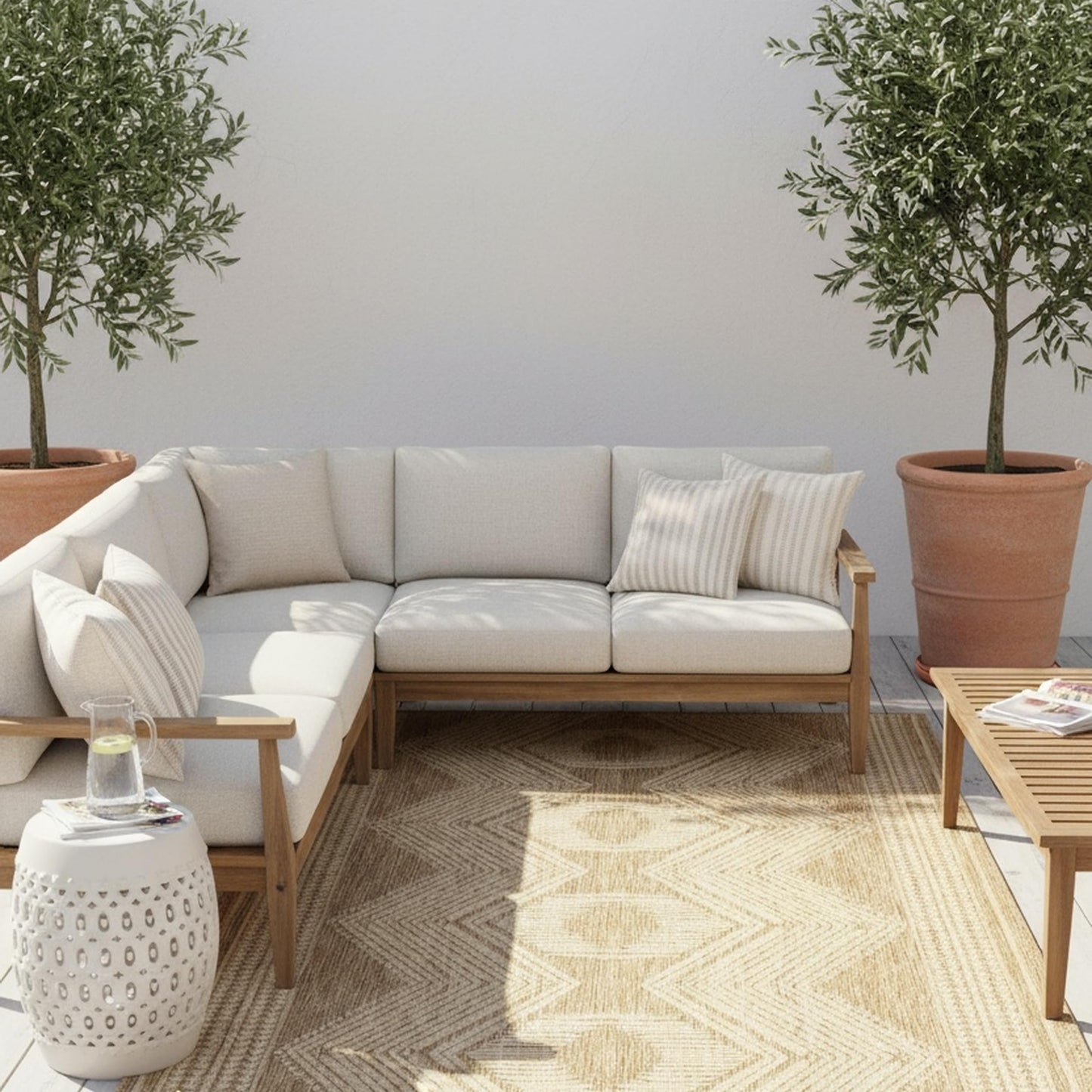 Nuloom Ranya Light Brown/Ivory, 6' 7" x 9', Tribal Geometric, Soft and Cozy, High Traffic, Stain Resistant, Easy Clean, Durable Area Rug for Indoor/Outdoor Patio, Deck, Porch, Garden, Courtyard