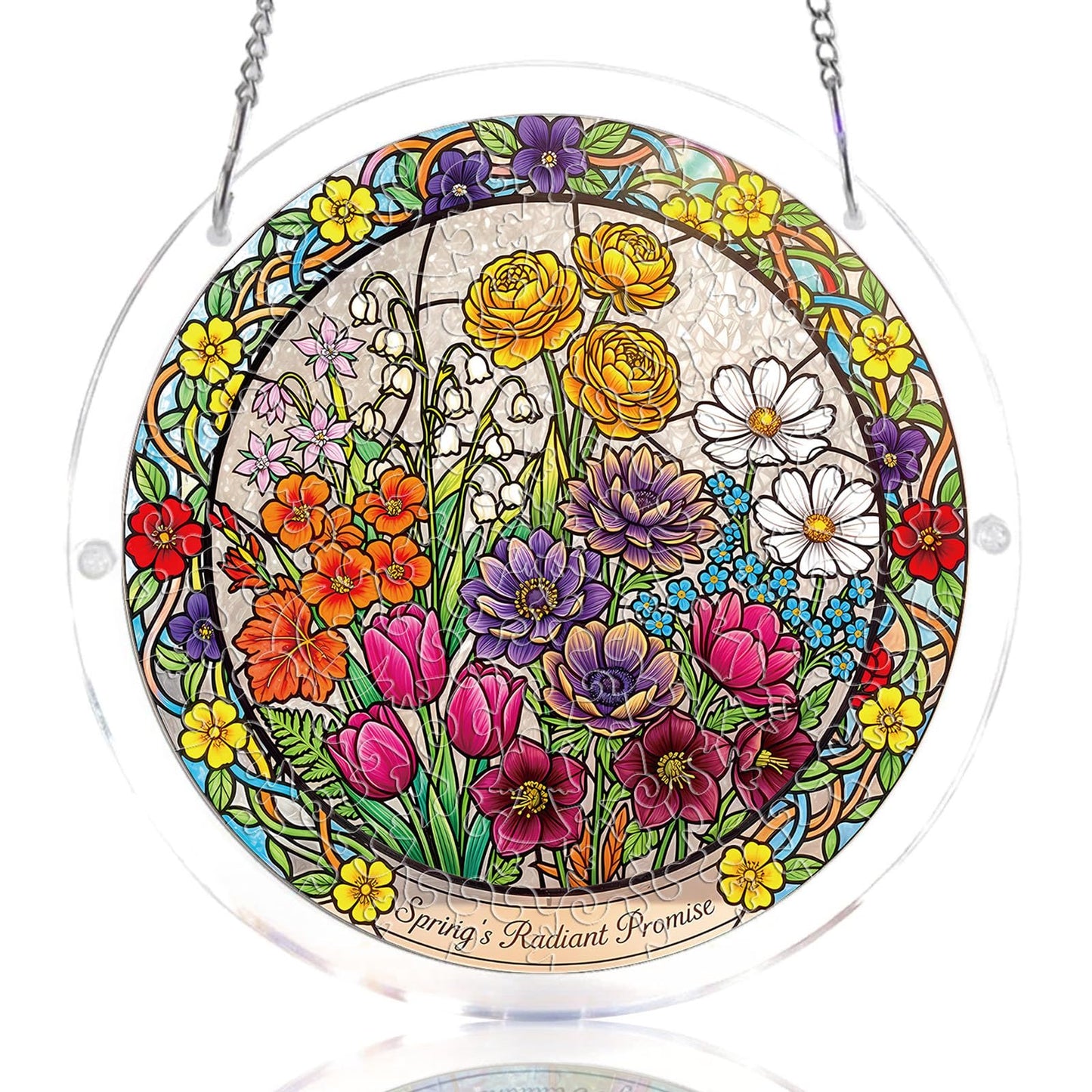 Acrylic Jigsaw Puzzle Suncatcher, 83 Pcs Suncatchers for Windows Hanging, Acrylic Suncatcher Puzzle Kit for Adults, Unique Mothers Day Birthday Gift for Mom Grandma(Blossom Sea-S)
