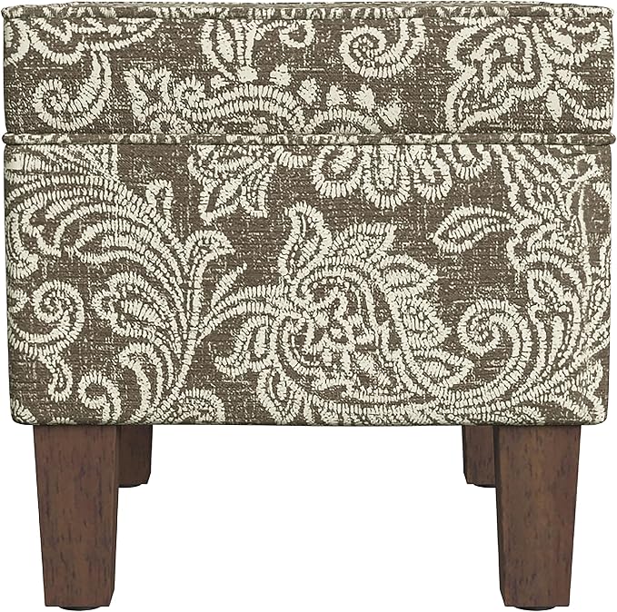 Spatial Order Home Decor | Dinah Collection Modern Storage Ottoman | Ottoman with Storage for Living Room & Bedroom(Brown Jacobean Print)
