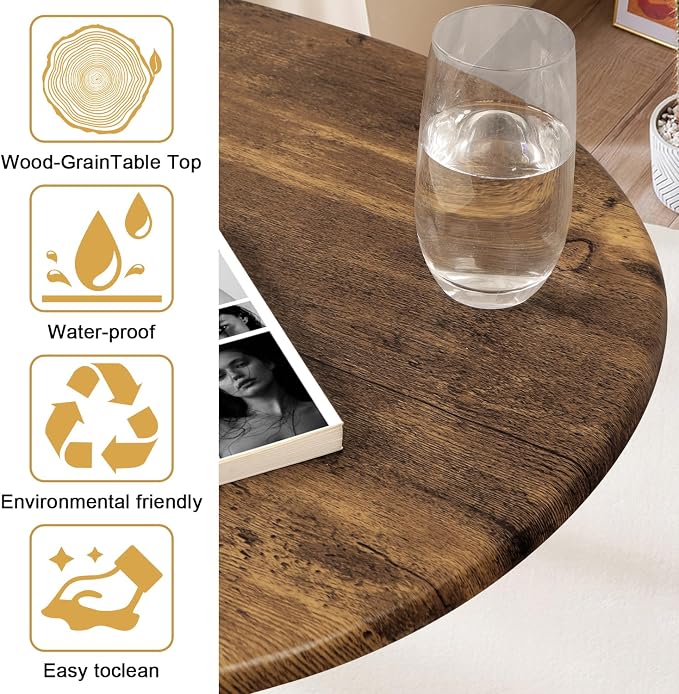 Modern Coffee Table for Living Room Small Mid Century Coffee Tables Rustic Oval Coffee Tables Retro Accent Sofa Center Tables for Living Room Easy Assembly 22" D x 43" W x 18" H
