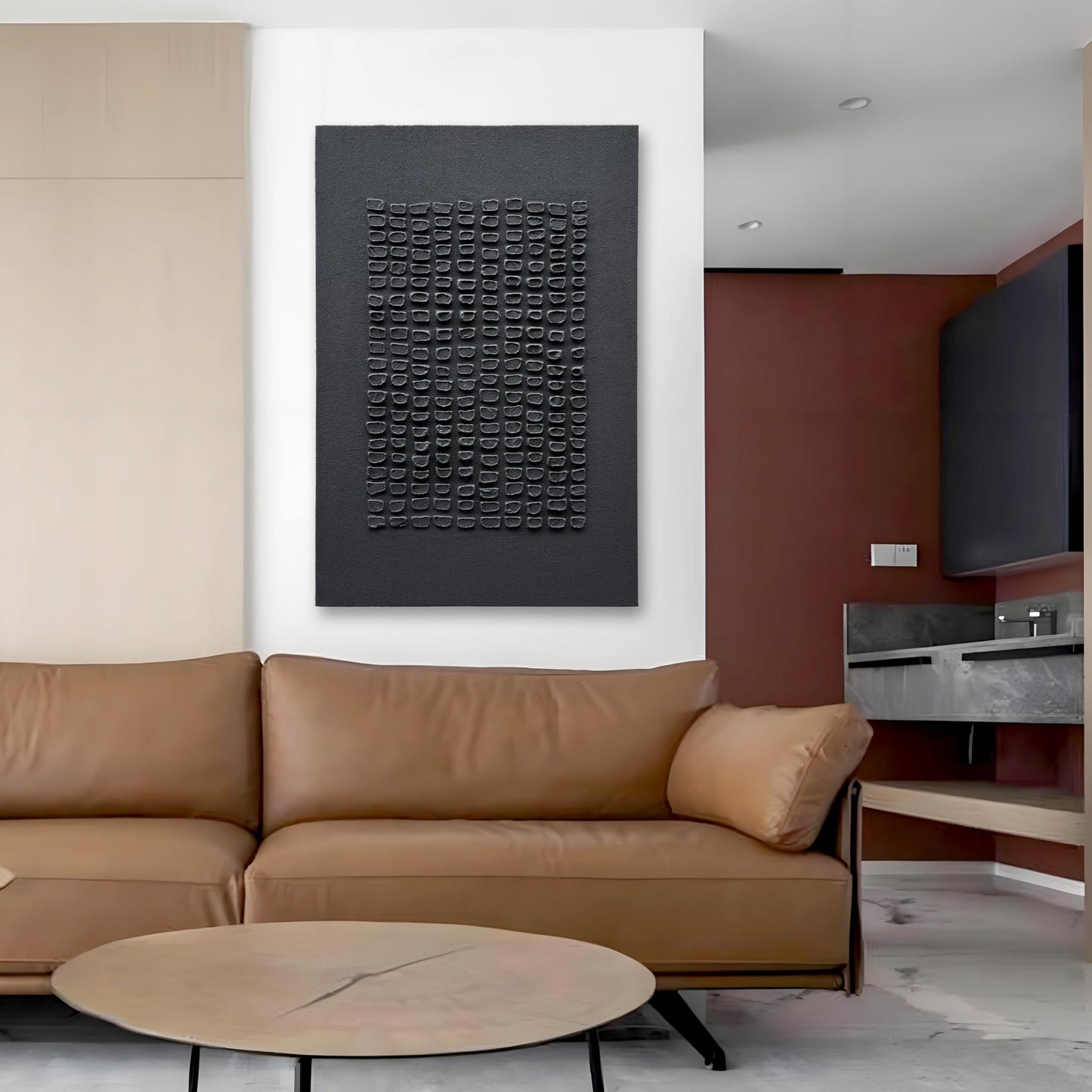NANKAI Art Hand-Painted Black Three-Dimensional Texture Art Wall Decoration, 36x24 inch Contemporary Abstract Art Oil Painting, Home Living Room Corridor Wall Art