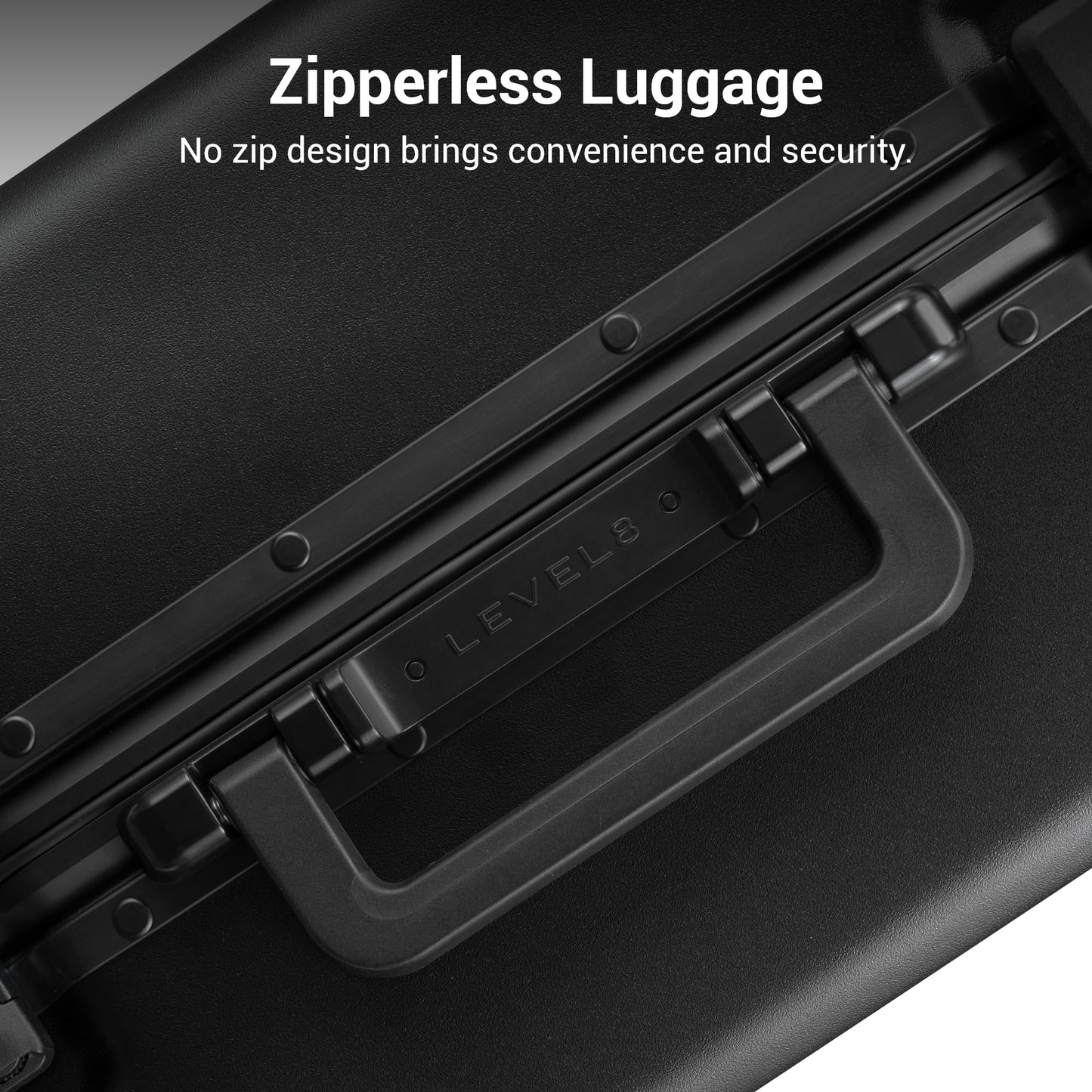 LEVEL8 Zipperless Carry On Suitcase Airline Approved with Aluminum Frame, Hard Shell Luggage with Spinner Wheels, Metal Travel Luggage, 20 Inch, Black