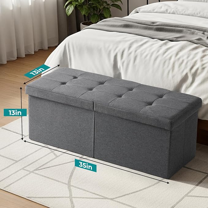 35-INCH Storage Ottoman Bench, Footrest with Storage, End of Bed Bench Coffee Table for Living Room, Bedroom, Entryway, Dark Gray