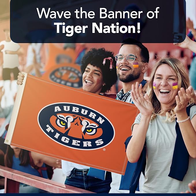 Auburn Tigers College Sports Printed Flag - NCAA Licensed - Nylon - School Banner (Orange) (2' x 3')