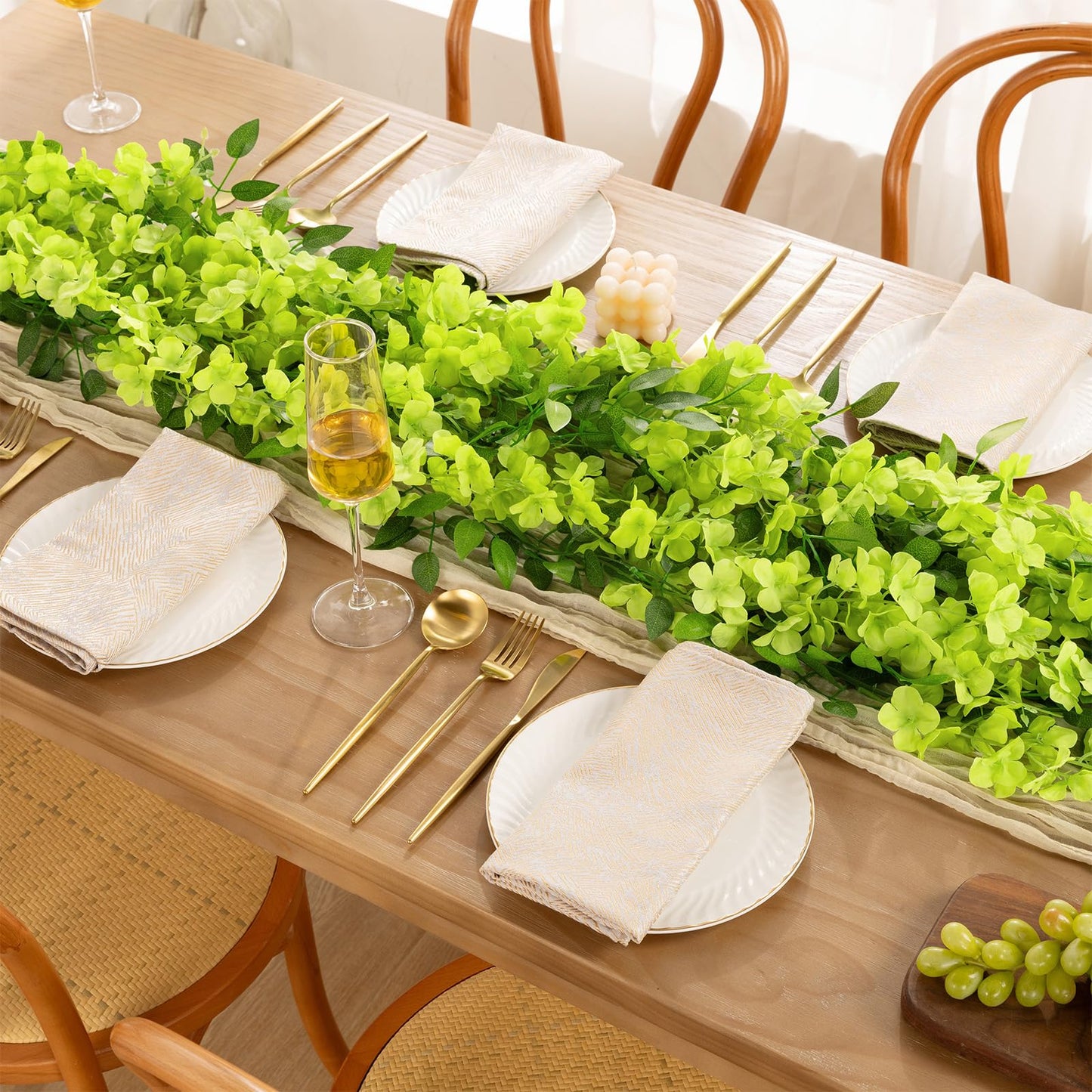 U'Artlines 10Pcs 7.2 Ft/Piece Artificial Wisteria Garland Silk Fake Green Wisteria Flowers Hanging Greenery Vines Garlands Rattan for Home Garden Wedding Arch Party Indoor Outdoor Décor