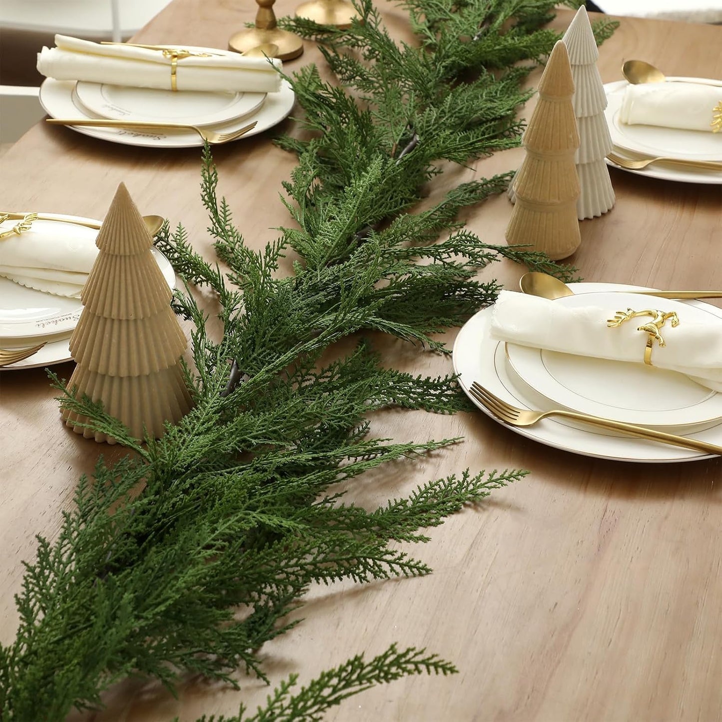 Jutom 1 PCS Christmas Cedar Garland - 6 ft Classic Green Realistic Soft Artificial Faux Cedar Pine Garland Decoration for Home Mantel & Stairs - Holiday Party Winter Decor