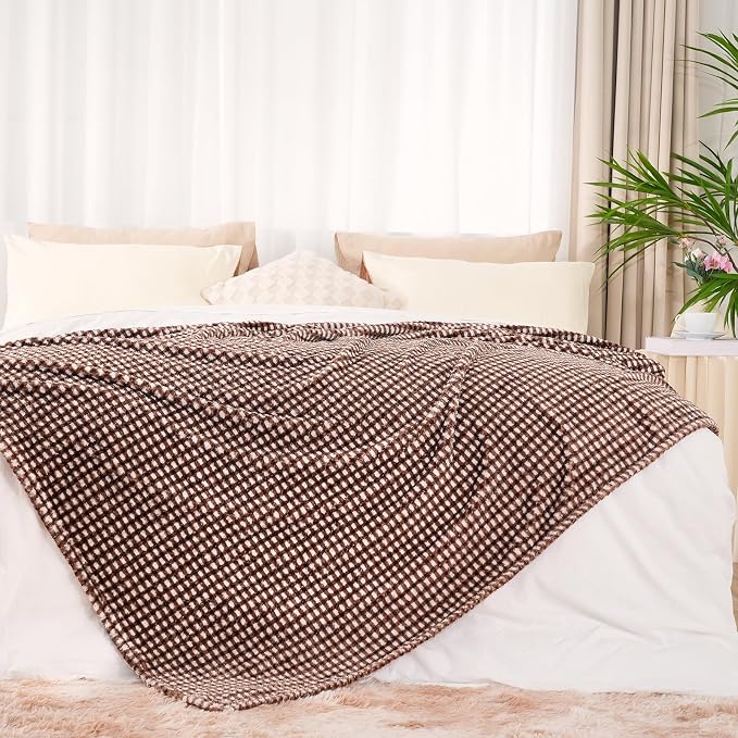 Zyrah Super Soft Throws for Couch Fleece Throw Blanket Lightweight Decorative Fuzzy Cozy Blankets for Sofa Chair Bed (C-Brown, Throw(40"x50"))
