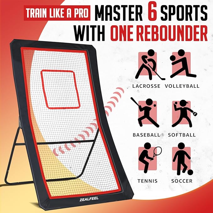 Lacrosse Rebounder, 4x7FT/4x6FT Lacrosse Rebound for Backyard with 5 Rebound Angles, Target Strip, Bounce Back Net Perfect for Lax Baseball Volleyball & Soccer Practice