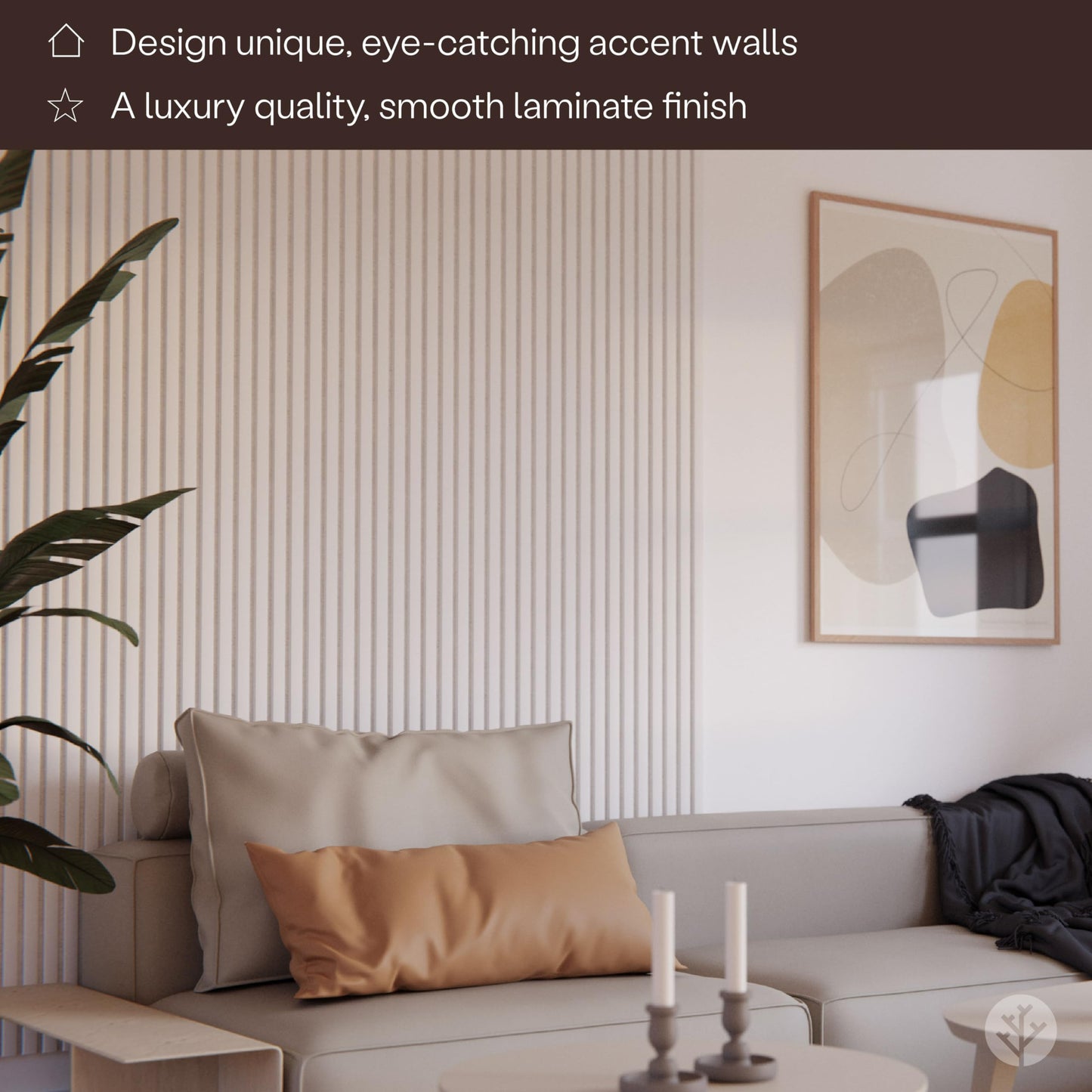 WVH Slatpanel White & Felt – Acoustic 3D Textured Wood Panels for Walls & Ceilings | Decorative Panels for Homes, Offices & Studios | 2 x-94.49” x 12.6” | Veneer, MDF, Felt
