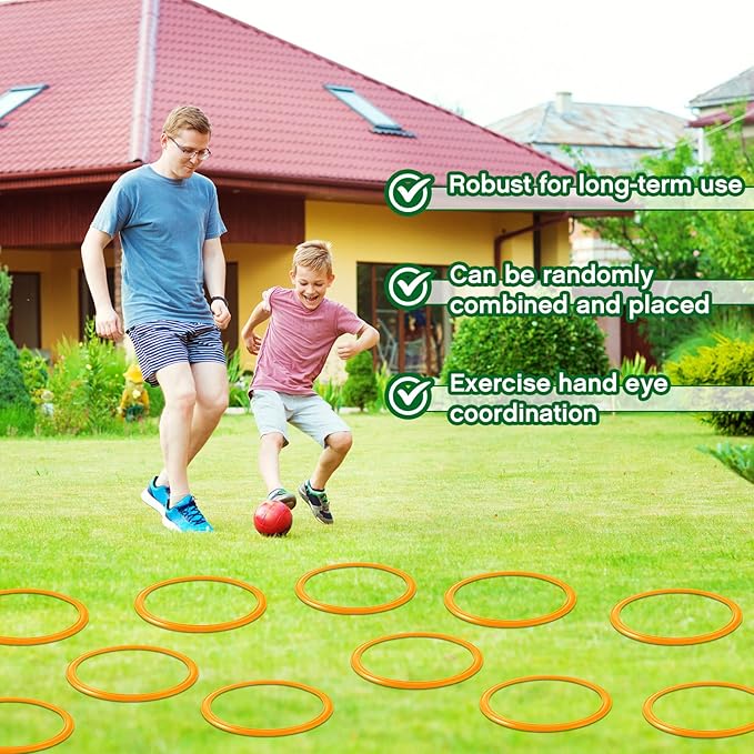 Deekin 40 Pcs Agility Rings Speed and Agility Training Rings Exercise Speed Circle Jumping Hoops for Training Toss Equipment, 15"