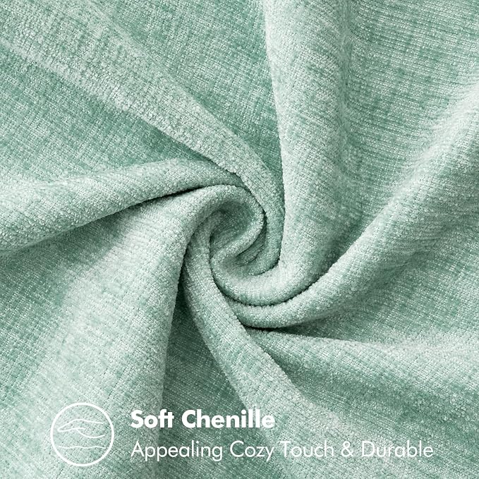 MIULEE Pack of 2 Summer Throw Pillow Covers 20x20 Inch Aqua Green Farmhouse Decorative Pillow Covers with Stitched Edge Soft Chenille Solid Dyed Pillow Covers for Couch Sofa Bed Living Room