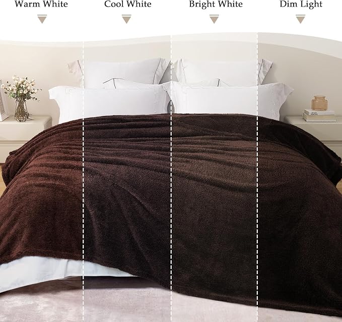 Exclusivo Mezcla Fleece King Size Bed Blanket, Ultra Soft, Lightweight and Fuzzy Coffee Blanket for Women, Home Decor, 90x104 Inches
