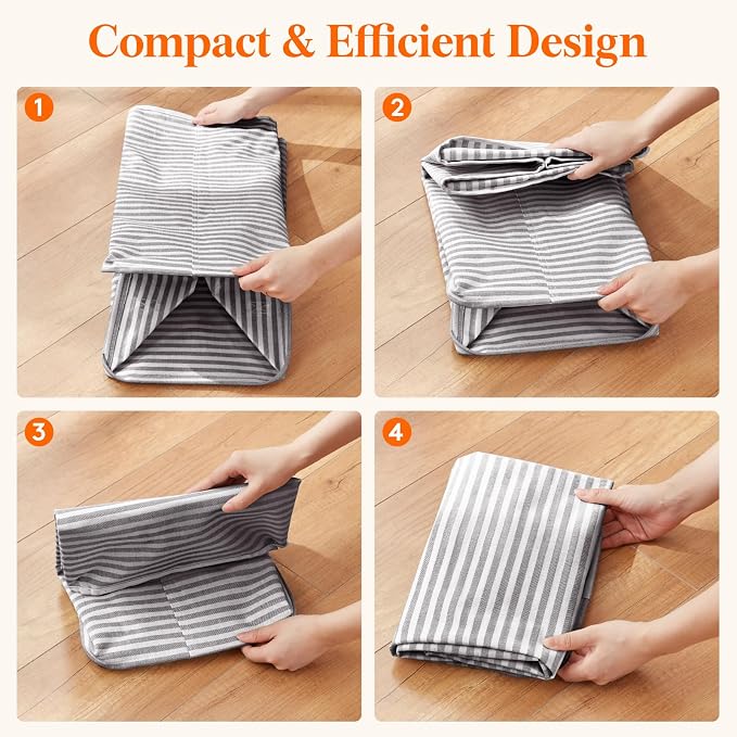 Lifewit 75L Large Collapsible Laundry Hamper, Tall Foldable Dirty Clothes Baskets Waterproof, Freestanding Design with Easy Carry Handles in Dorm Bedroom Bathroom College, Grey