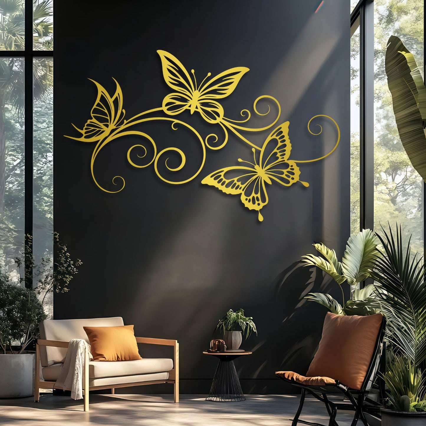 sawjug Metal Butterfly Wall Decor, Metal Butterfly Wall Art, Elegant Butterflies Wall Decor for Living Room, Bedroom, Dining Room (Silver,30" W x 19" H / 76 x 47 cm)