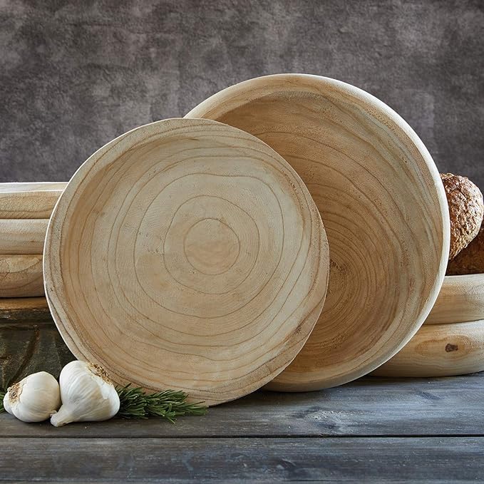 Santa Barbara Design Studio Wood Serving Bowl, Hand Carved Paulownia Wood Fruit Bowl/Decor, 11.5" Large, Natural