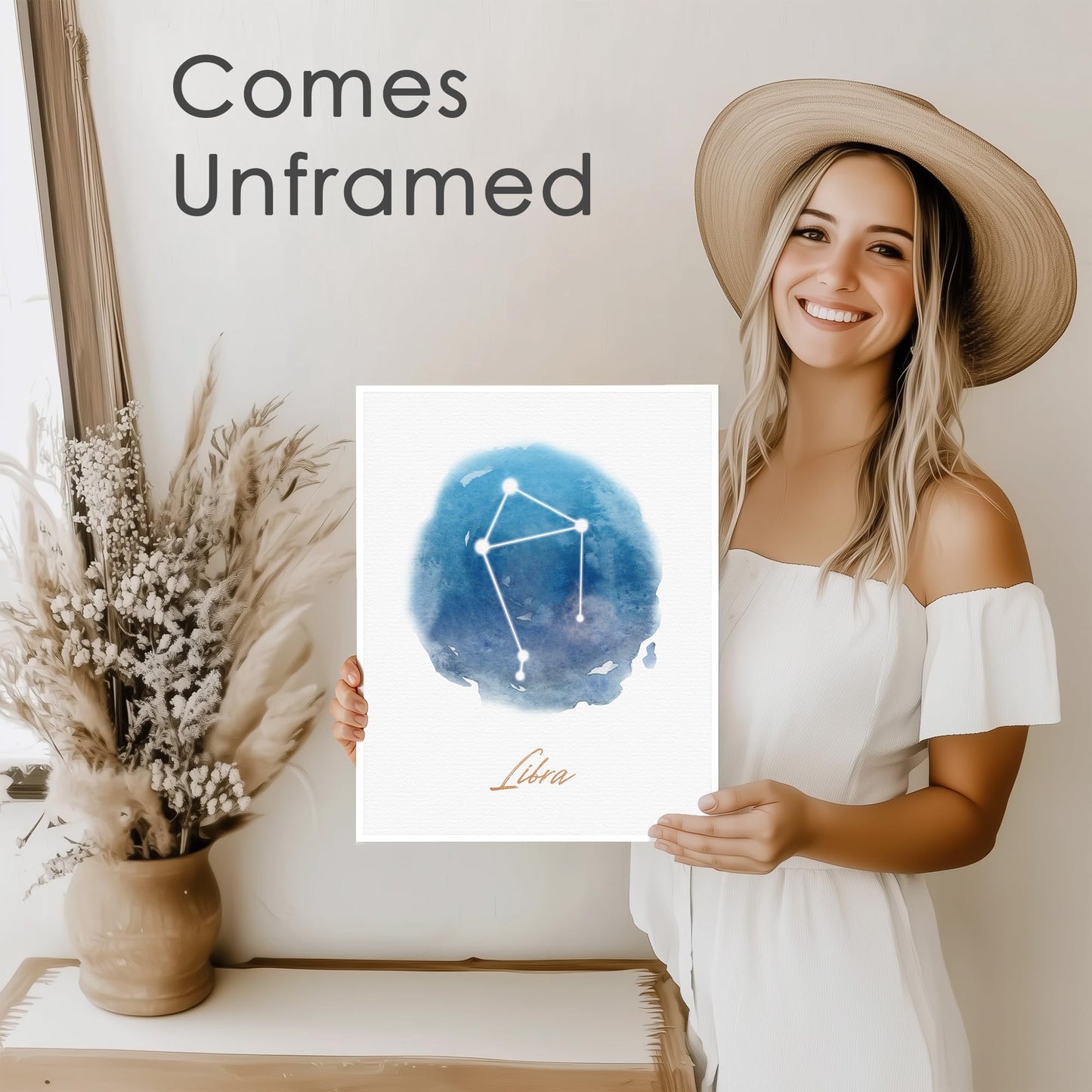 DREAM BIG PRINTABLES Libra Constellation Art Print - 8x10 (Unframed) | Zodiac Star Sign Wall Decor for Astrology Enthusiasts