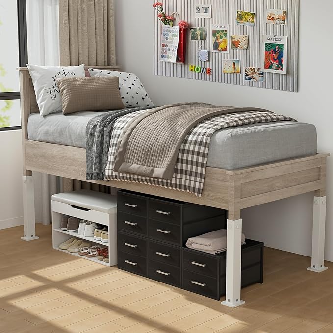 BOLUO Stackable Storage Drawers Narrow Closet Organizers and Storage Fabric Black 2 Drawer Dresser for Bedroom Modern