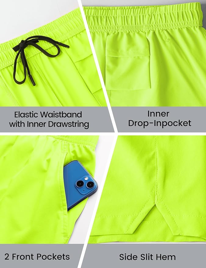 Nepest Men's 5?™â€?Athletic Running Shorts with Pockets, Lightweight Quick Dry Gym Workout Training No Liner Shorts
