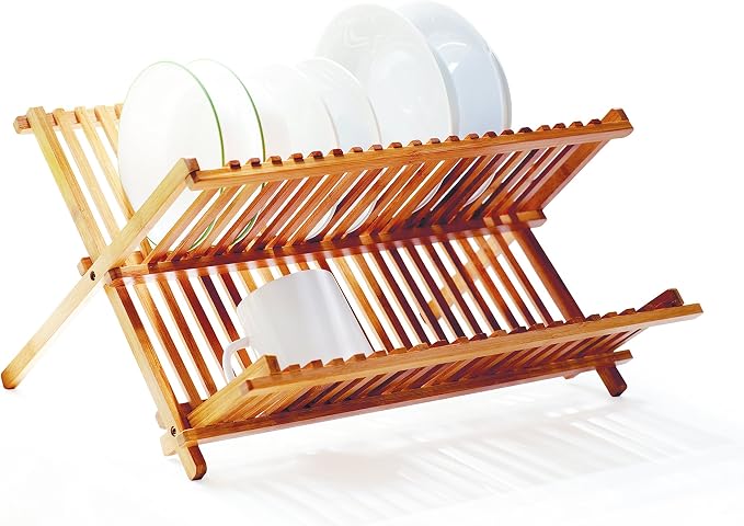 V01351 Folding Dish Rack, Medium, Bamboo