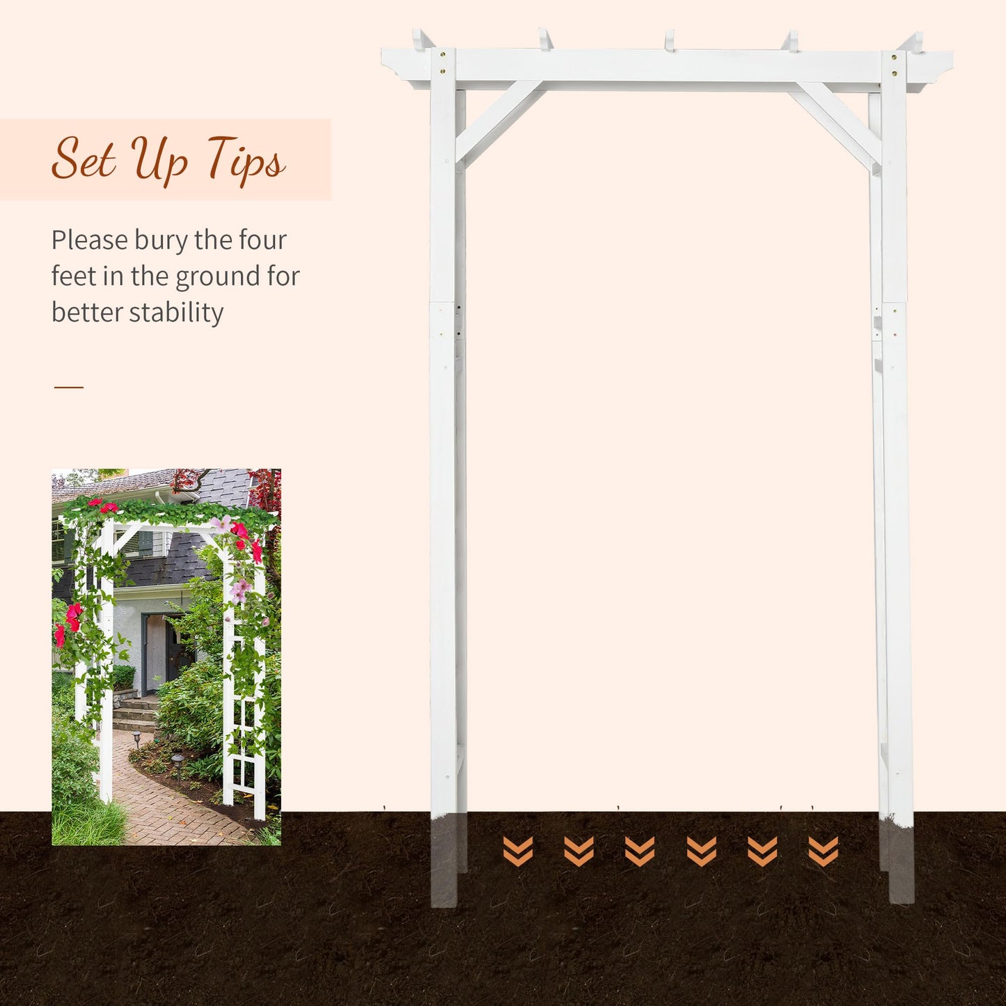 85" White Wooden Garden Arch with Trellis, Outdoor Arbor for Climbing Vines, Heavy Duty Wood Frame Trellis for Roses, Wisteria, Cucumbers, Backyard Patio Decor