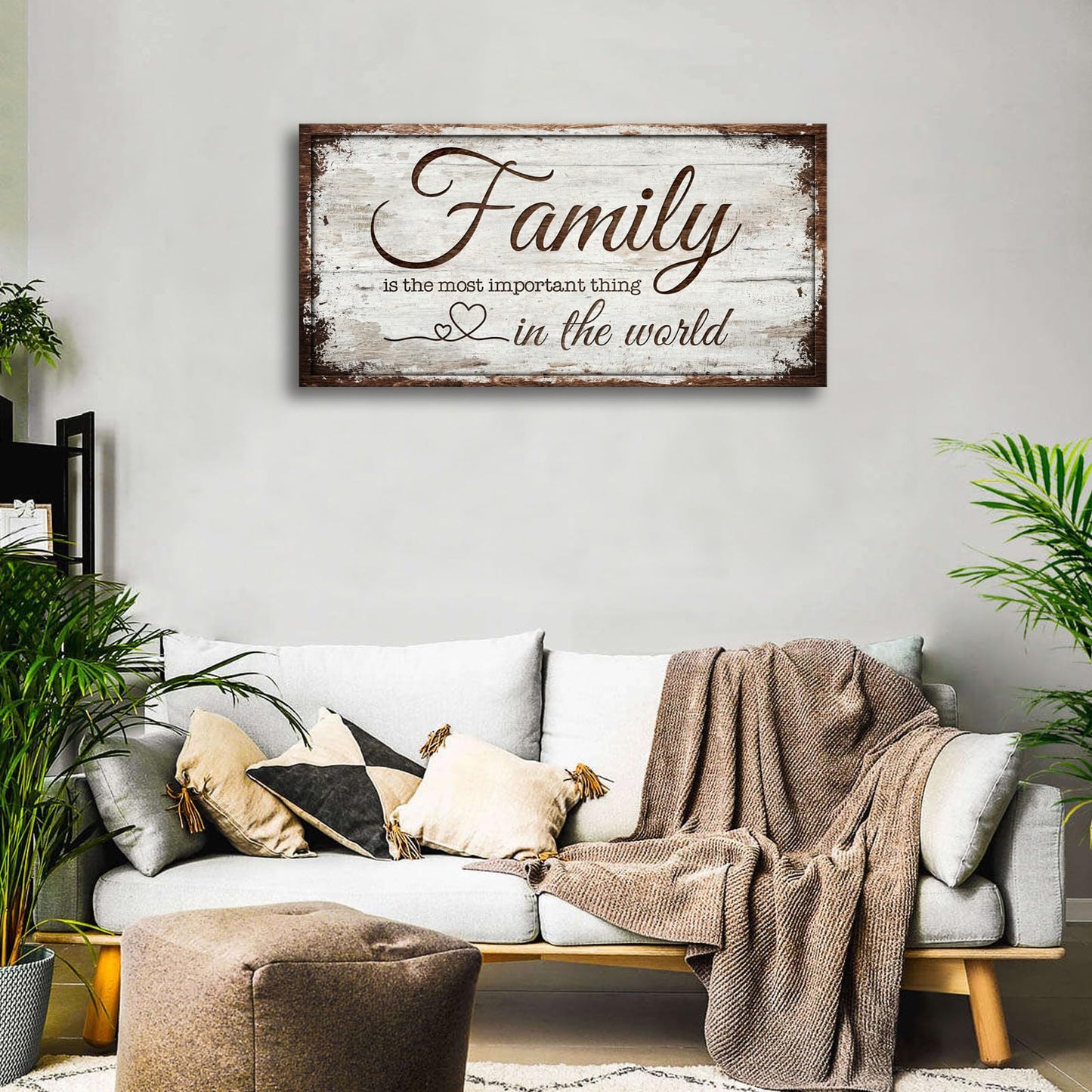 Family is Important Quotes Canvas Wall Art for Living Room|Wall Art|Family Prints Signs Framed|Wall Decor|Retro Picture Painting Artwork for Bedroom,Dining Room,Farmhouse,Home Wall Decoration,Ready to Hang 20"x40"