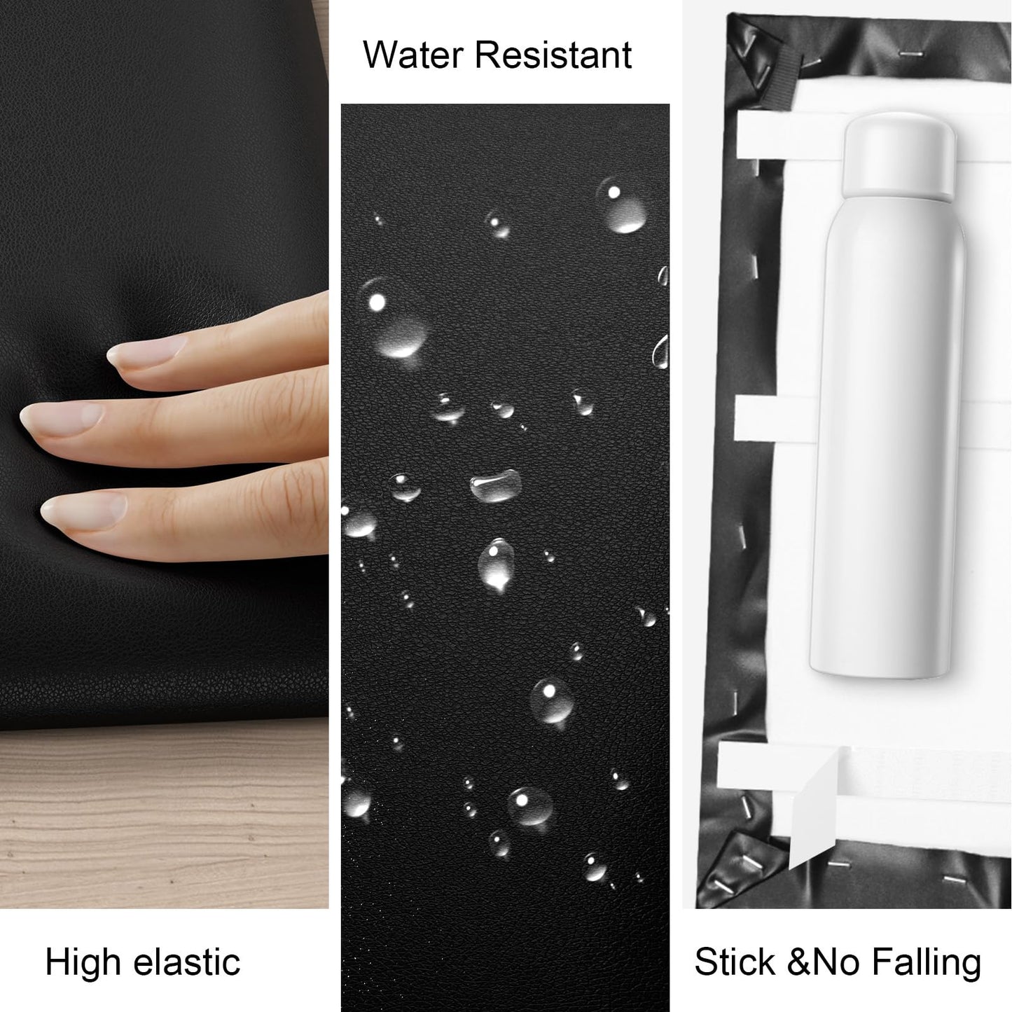Elvone Peel and Stick Padded Wall Panels for Kids, 3D Anti-Collision Wall Mounted Bed headboard for Full, Black, 6PCS