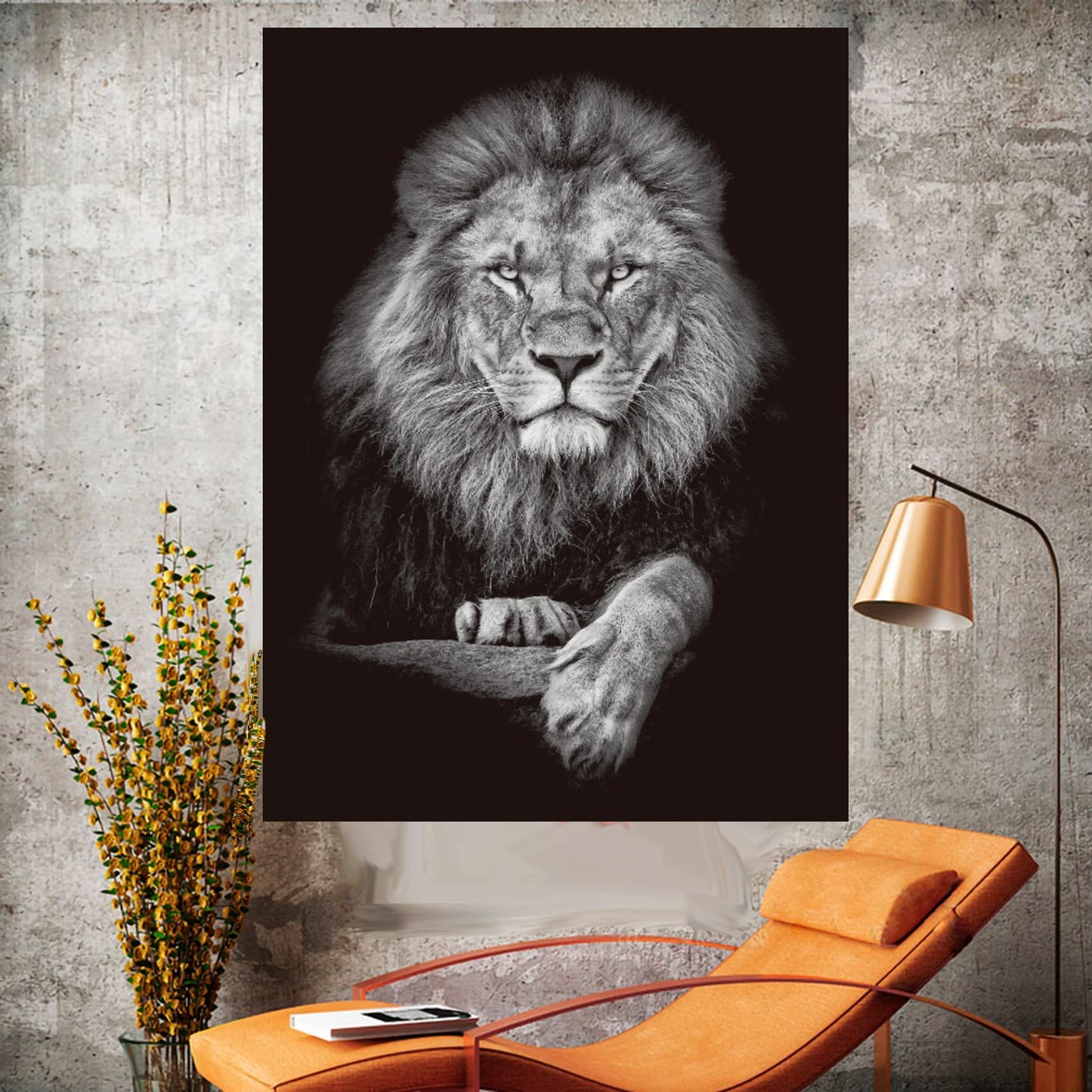 Jaccaws Black and White Lion Wall Hanging, 59''x 79'' for Bedroom, Living Room, Office