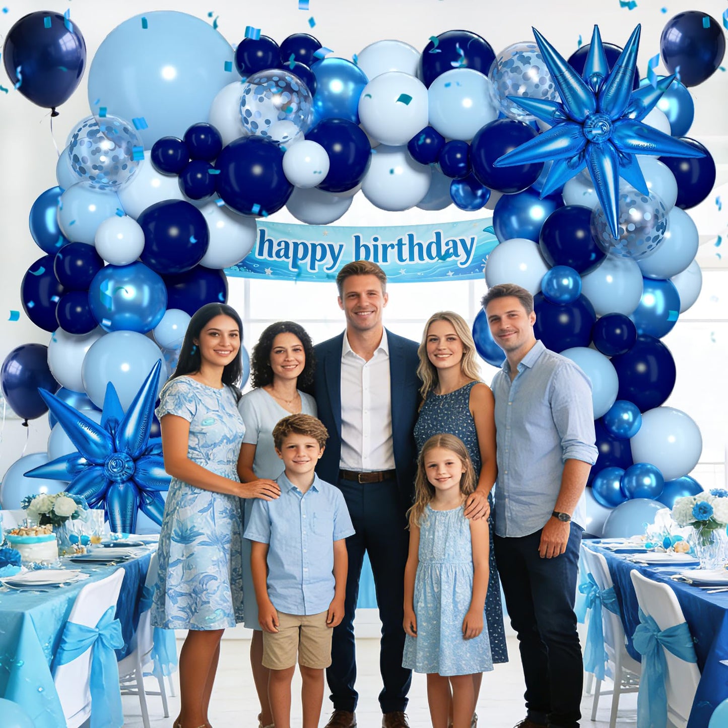 KARLURE Blue Balloons Arch Kit, Different Shades Light Navy Blue Balloons for 2026 Graduation Decorations Grad Class Baby Shower Boy Men Birthday Party Bridal Shower Wedding Anniversary Decorations
