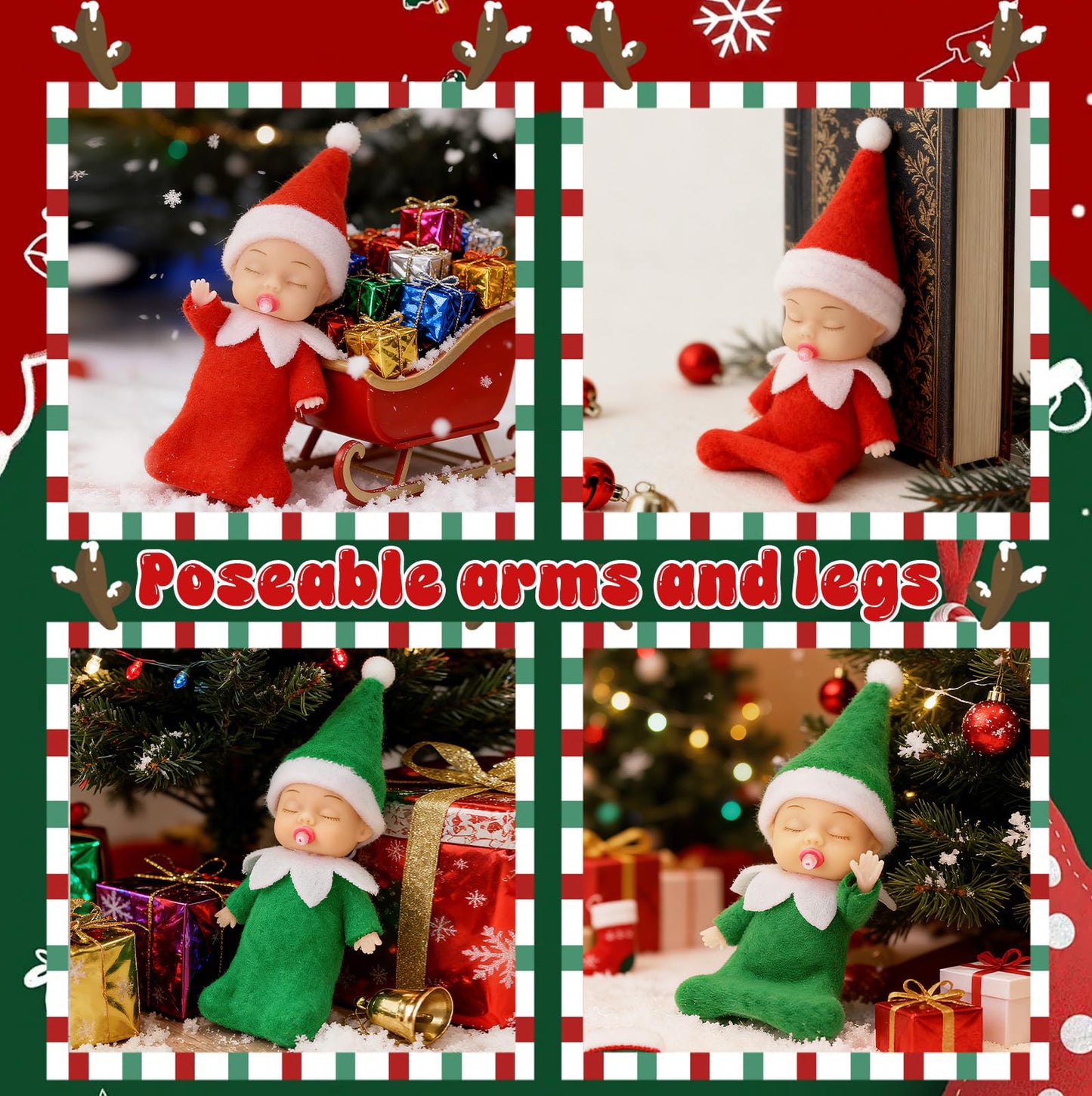 Voiiake Christmas Tiny Elf Doll Baby Miniature Elf Decoration Boy and Girl Xmas Family Kids for Christmas Decorations Doll Ornament Stocking Stuffers