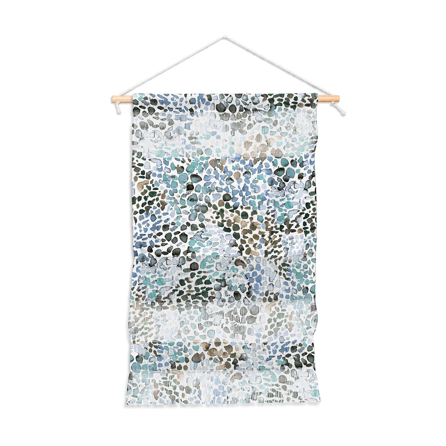 Deny Designs Blue Speckled Painting Watercolor Stains Ninola Designs Fiber Wall Hanging, Small Portrait (11” x 15.5