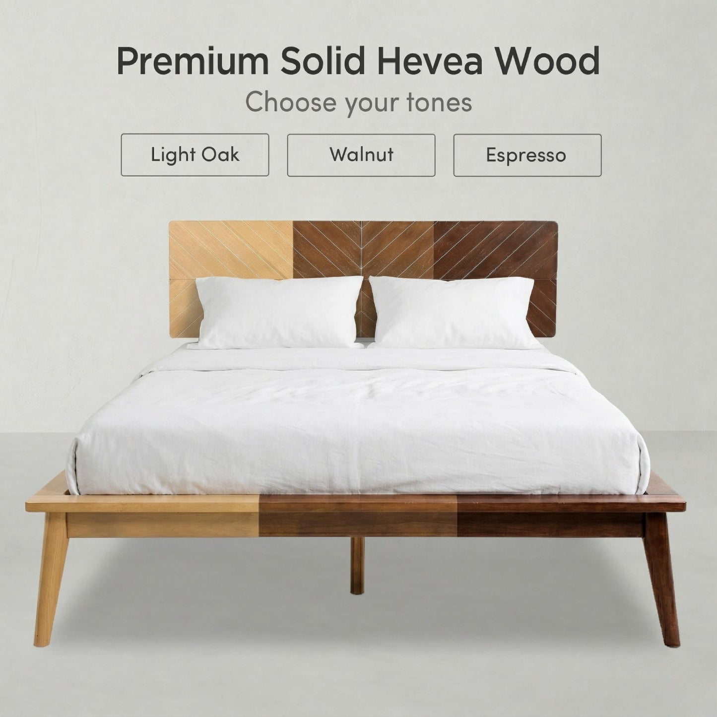 Loki Solid Wood Bed Frame Full, Premium Platform Bed with Chevron Headboard and Wood Slat Support, Noise-free, Easy Assembly, No Box Spring Needed, Mid-Century Modern Minimalist Styles (Light Oak)