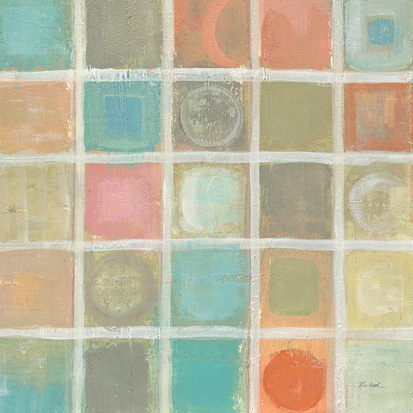 ART.COM Wall Art Print Sea Glass Mosaic Tile III by Silvia Vassileva, 16" x 16"