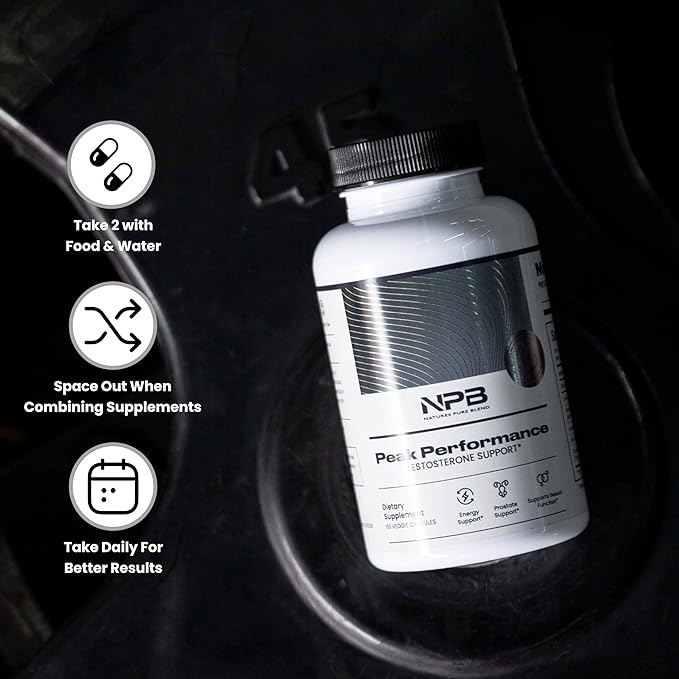 Nature's Pure Blend Peak Performance ??Testosterone Supplement for Men with D-Aspartic Acid, Ashwagandha & DIM ??Mens Prostate Health Support, Muscle Strength & Energy ??Prostate Supplement
