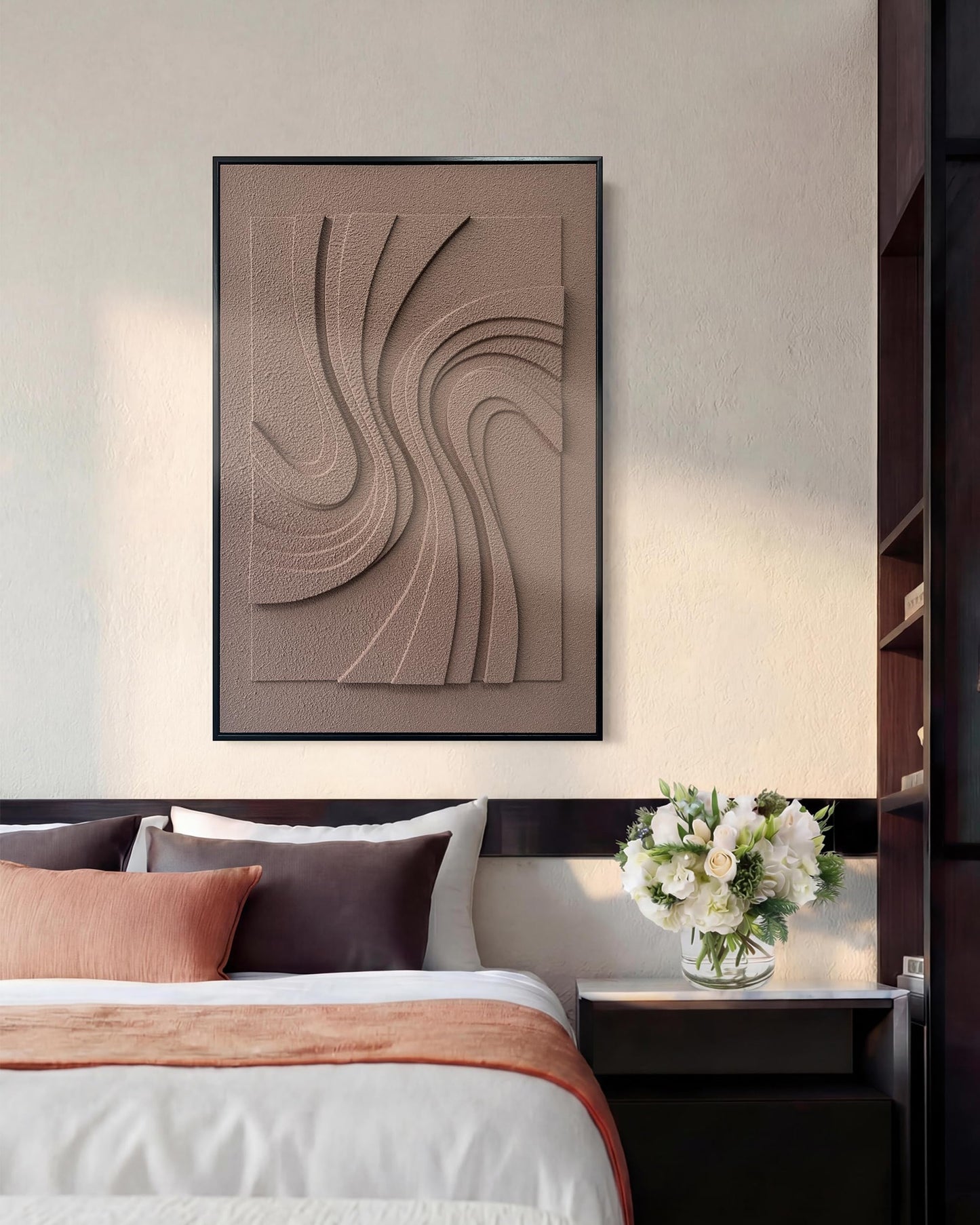 MIX3D Wall Art 3D Textured Sandstone, 24x36 Inch Framed Handcrafted Artwork, Ready to Hang for Living Room Bedroom Office