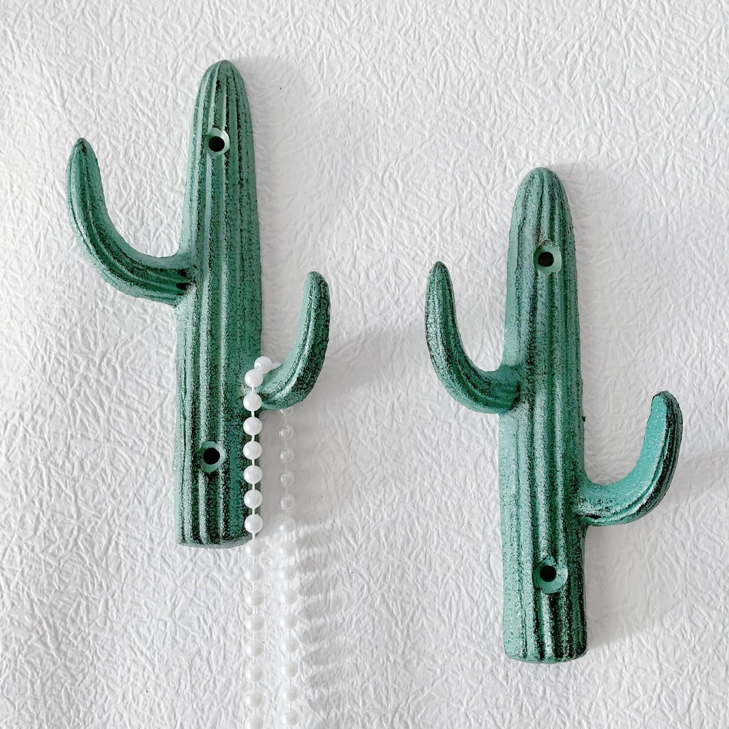 Zorues Rustic Cactus-Shaped Decorative Wall Hook Rack Hangers for Hanging Clothes, Coats, Towels, Keys, and Hats, 2-Pack Antique Cast Iron Mounted Wall Hooks