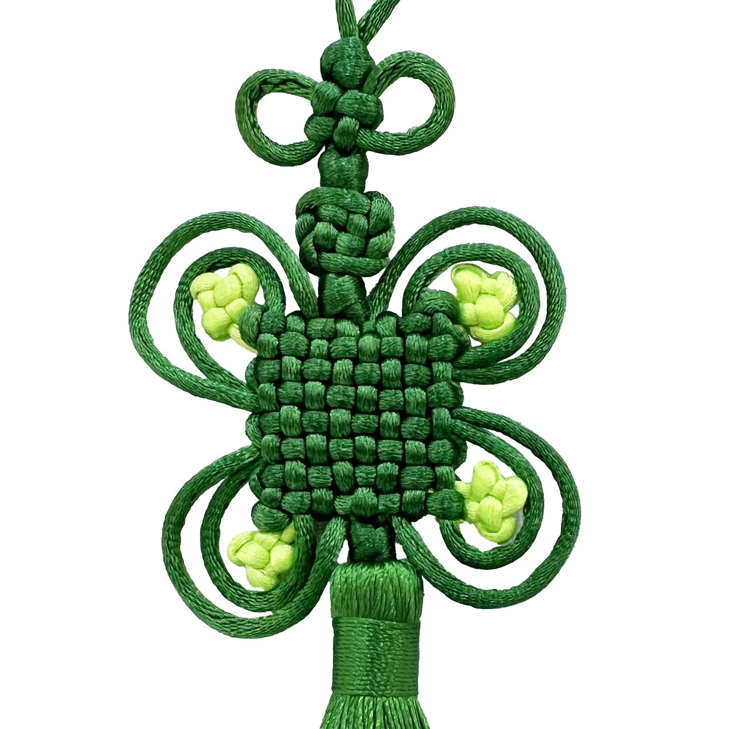 Chinese Knot Handmade Tassel Pendant, Green, Home Decor Wall Hanging and Car Ornament (Green)