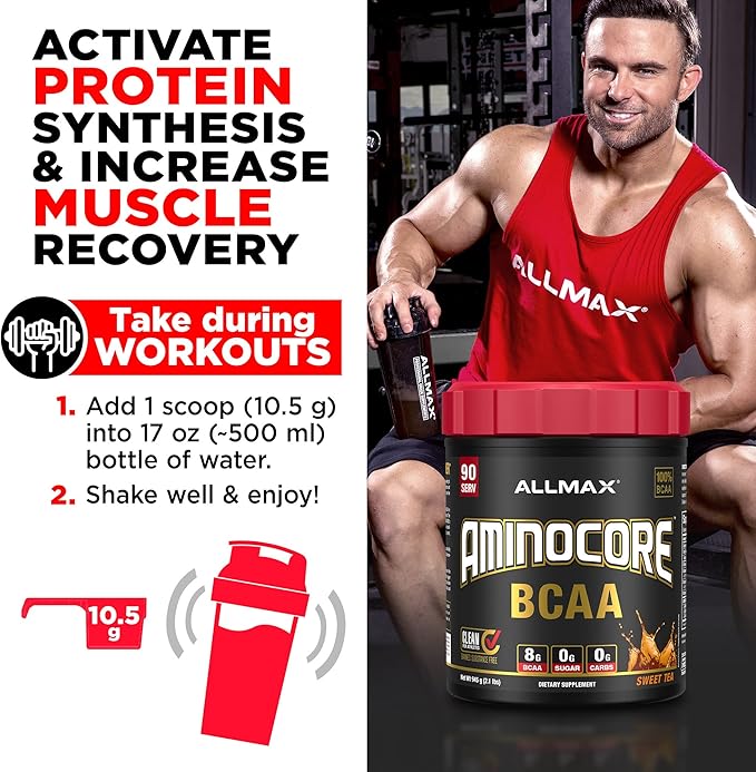 ALLMAX Nutrition AMINOCORE BCAA Powder, 8.18 Grams of Amino Acids, Intra and Post Workout Recovery Drink, Gluten Free, Watermelon, 945 g