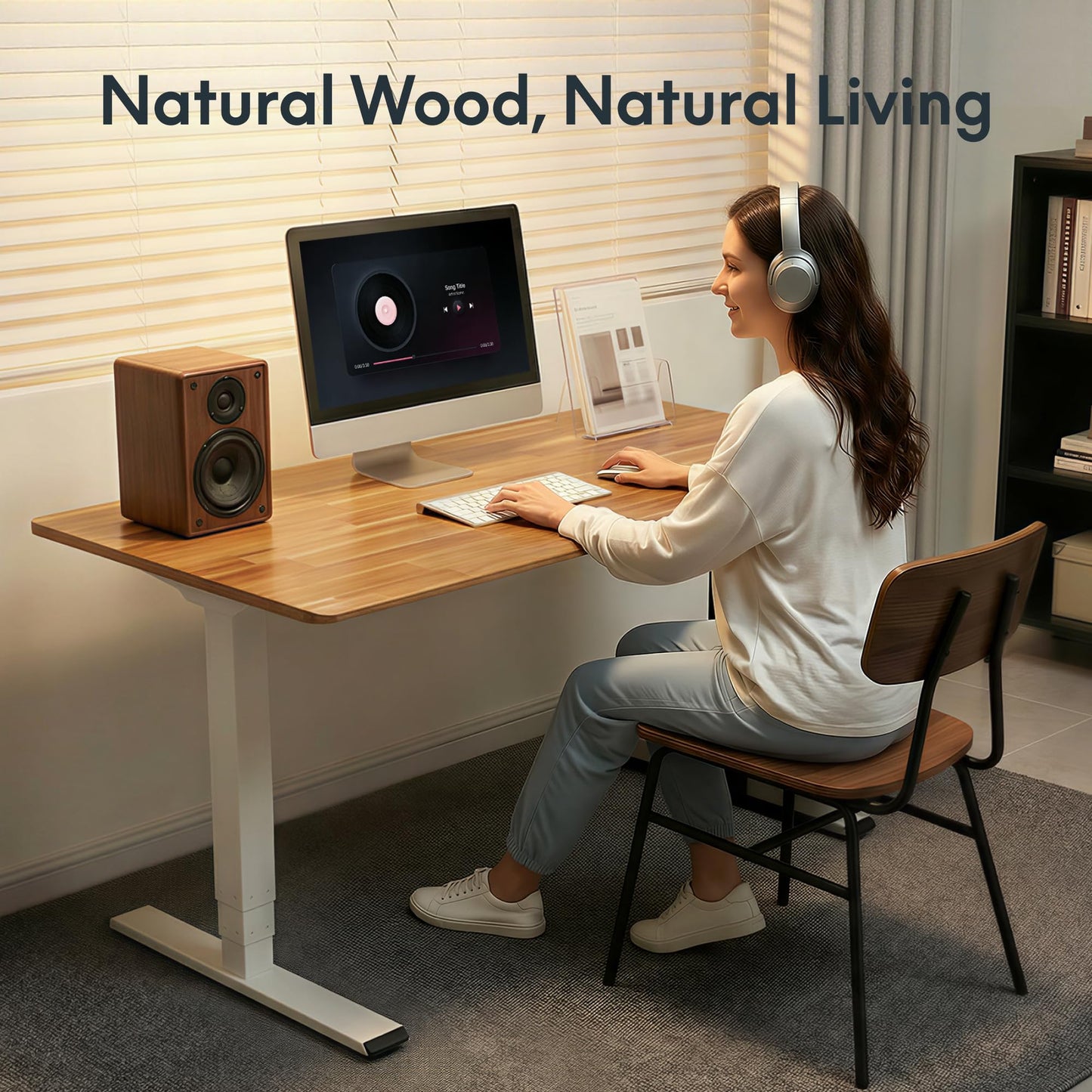 FLEXISPOT Acacia Solid Wood 60"x30" Butcher Block Desktop – Thick Beveled Edge Tabletop for Standing Desk, Office Table, Workbench, DIY Furniture Projects, Natural